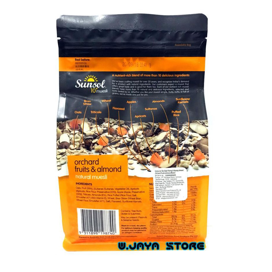 

Sunsol 10+ Muesli Orchard Fruit & Almond