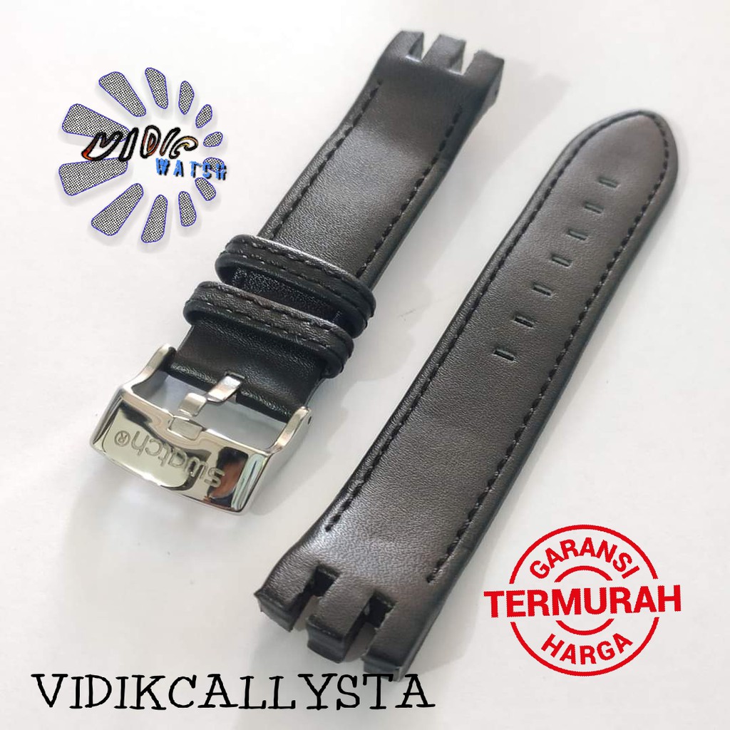 21mm Genuine leather soft leather strap NEW GENT JELLY IN JELLY IRONY CHRONO DIAPHANE Hitam 21 MM