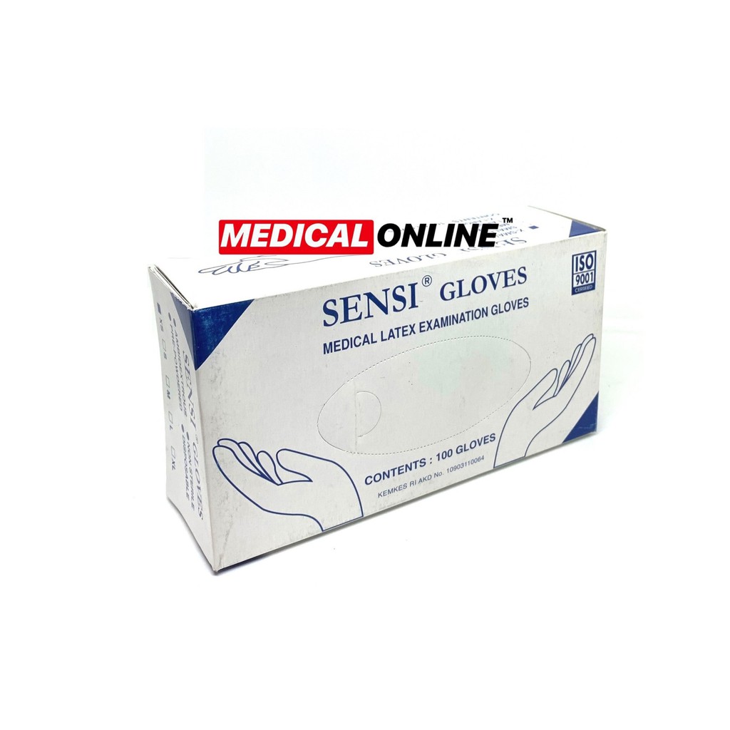 SARUNG TANGAN SENSI LATEX POWDER FREE ISI 100 PER BOX MEDICAL ONLINE MEDICALONLINE