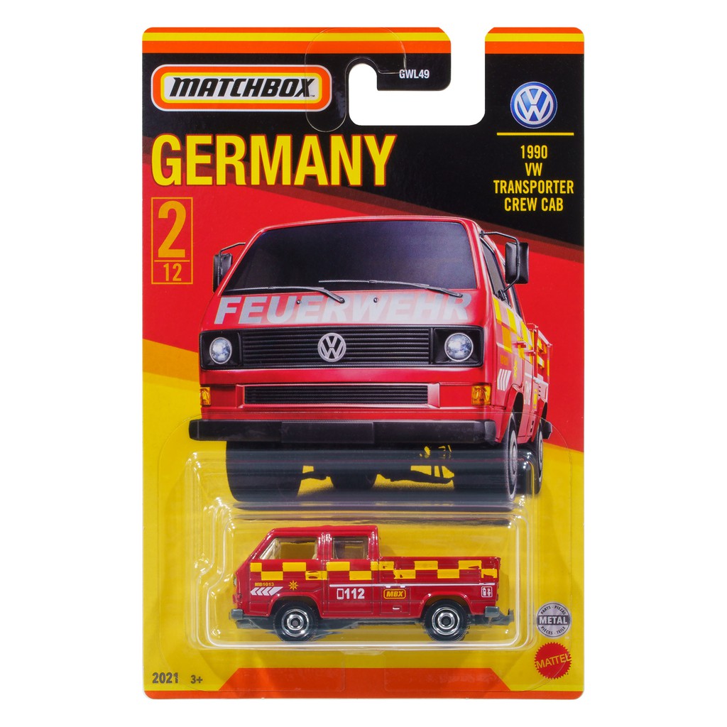 MATCHBOX GERMANY 1990 VW TRANSPORTER CREW CAB MERAH