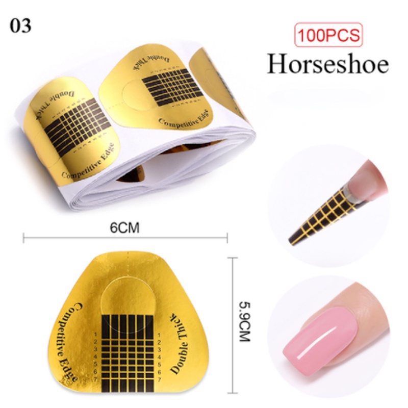 (50 / 100pcs) Stiker Kuku Diy Warna Gold Bahan Akrilik Untuk Nail Art