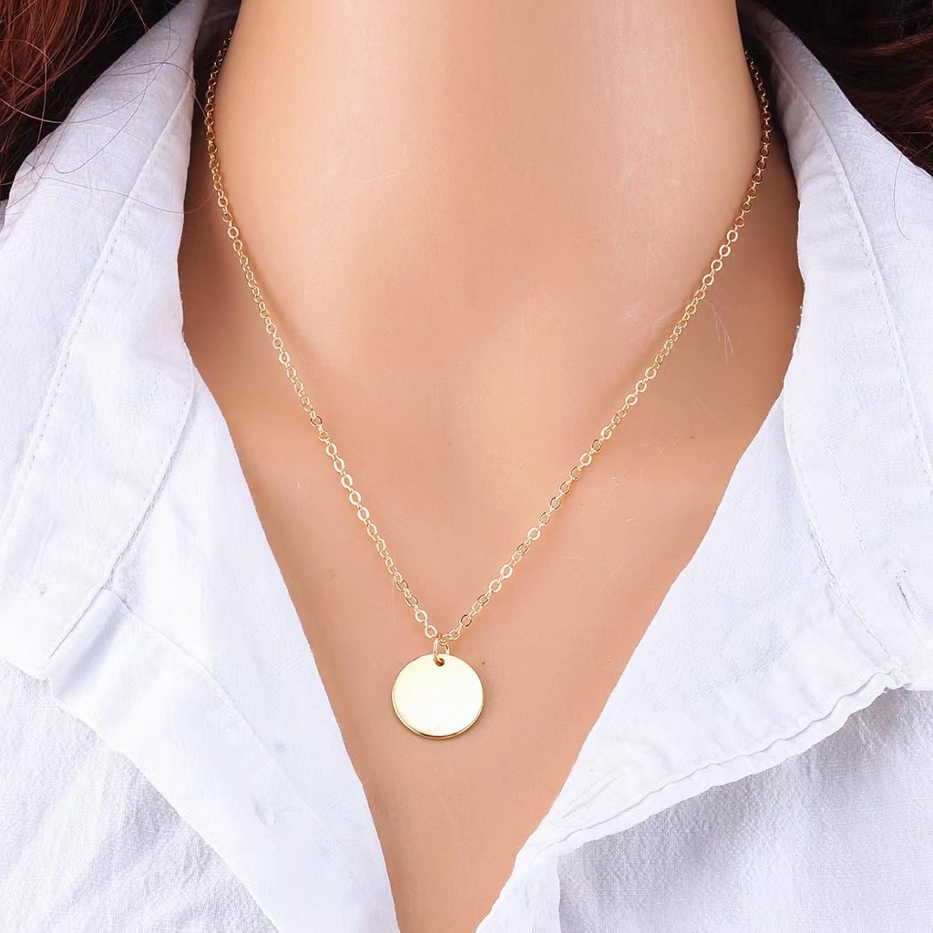 Kalung Wanita Necklace Rantai Klavikula Temperamen Bulat Kecil Tipis - Kalung Bulat Small Round