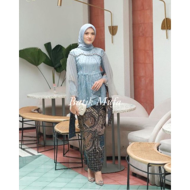 Set kebaya couple VANILA Blue ice Kebaya terbaru kebaya wisuda kekinian kebaya modern kebaya tunangan lamaran