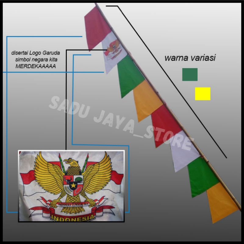 UMBUL UMBUL  WARNA WARNI ISI 20 PCS/UMBUL UMBUL MERAH PUTIH & WARNA WARNI ISI 10 PCS/BENDERA UMBUL U