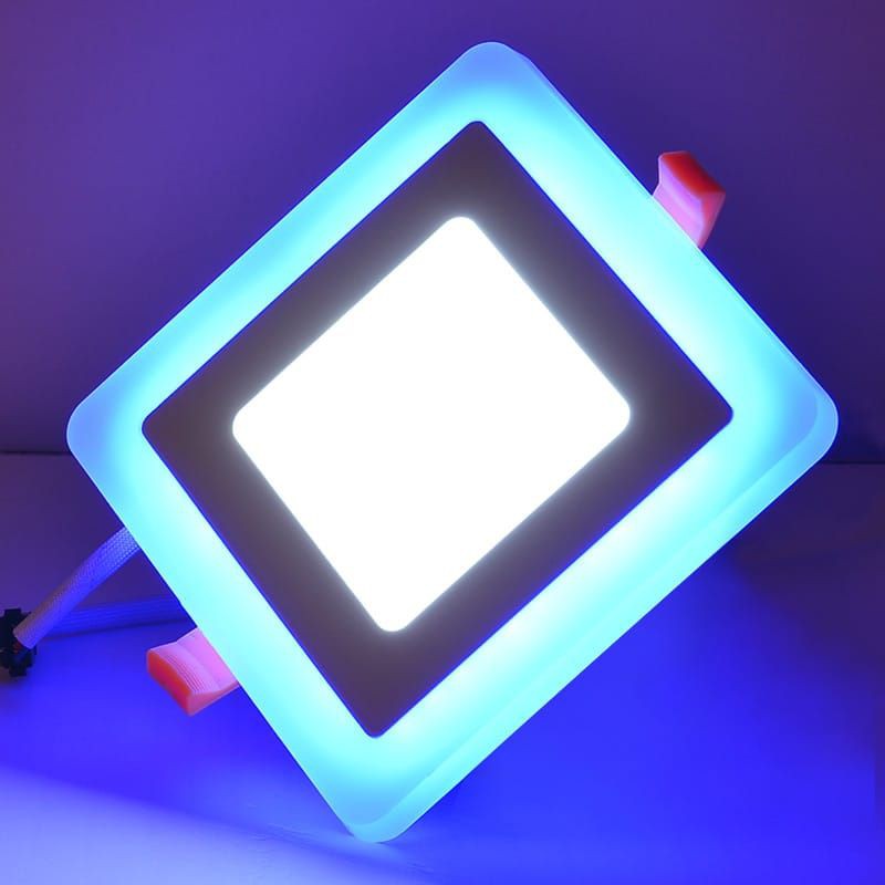 Lampu Led Panel Light 2Warna Putih+Biru/Putih+Kuning/Putih+Pink 18+6w Kotak