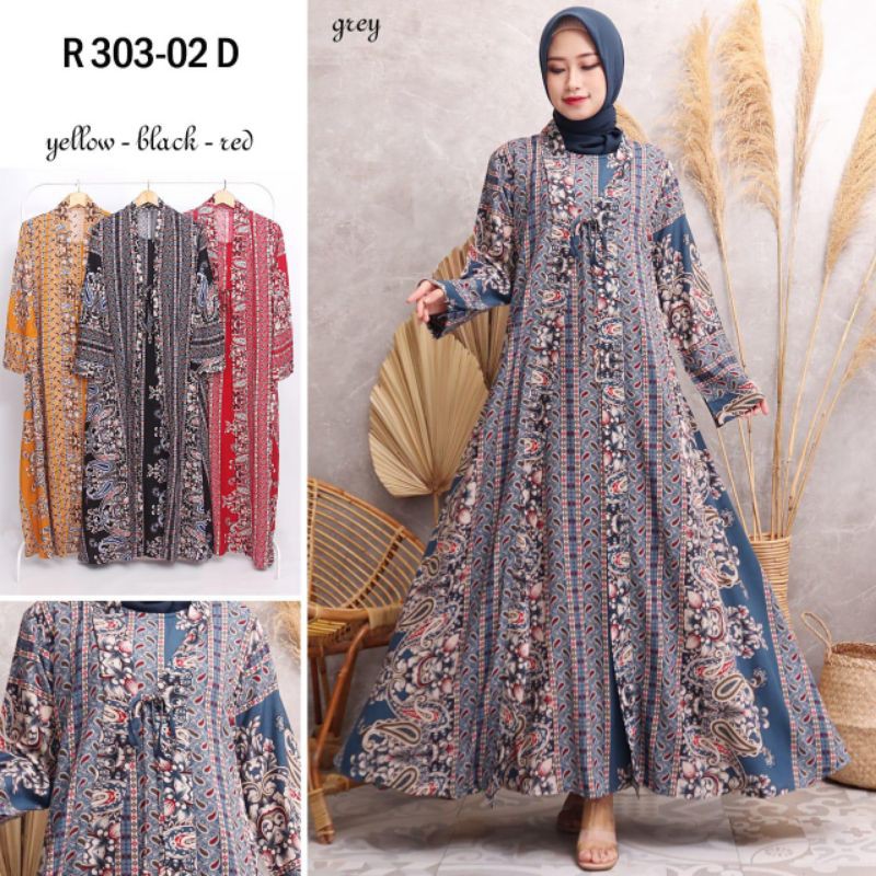 DRESS CARDI BAHAN RAYON MOTIF KEONG