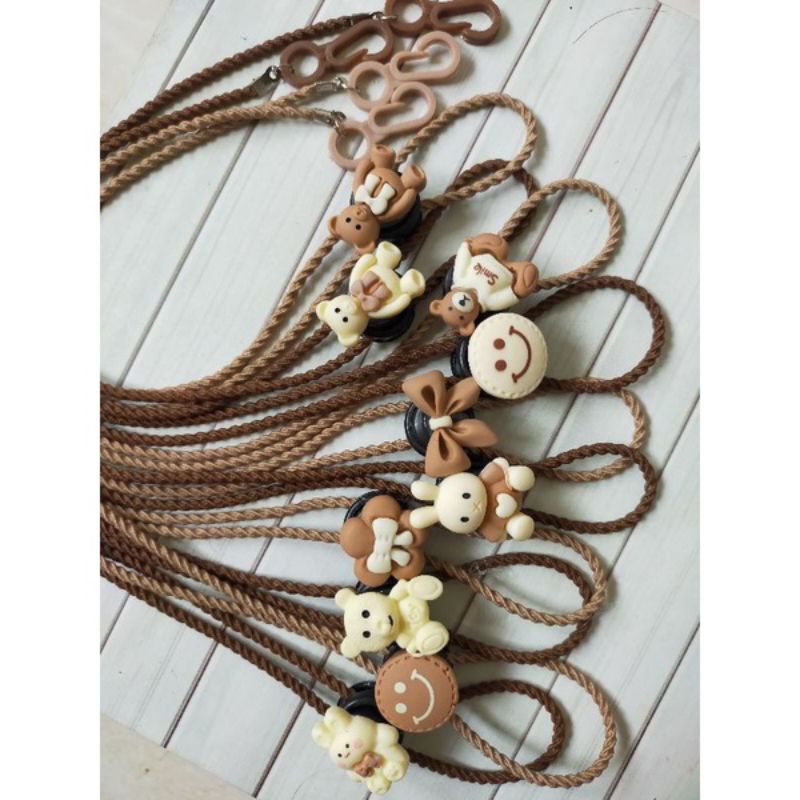 Konektor masker Strap mask karakter stoper karakter brown &amp; cream tali masker kalung masker konektor masker hijab