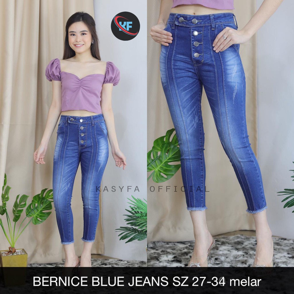 BERNICE CELANA JEANS WANITA 7/9 KANCING 5 // NAGITA SLIT BUTTON FRONT LINE - KF