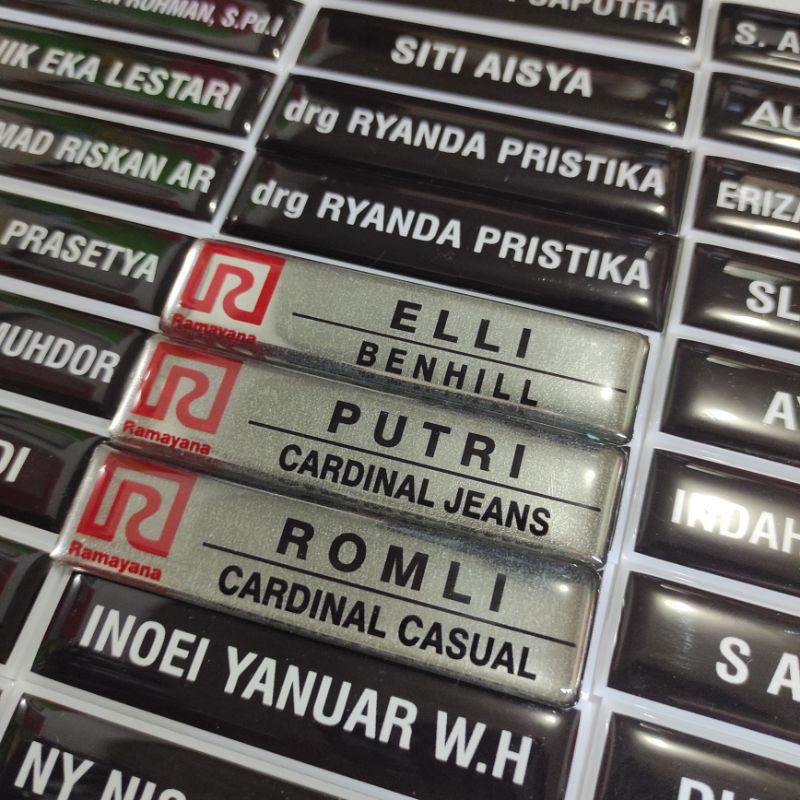 MURAH Name Tag Perusahaan Papan Nama Ramayana KFC CFC Sekolah Burger King Matahari Nama Dada Name Tag Ramayana Silver Magnet
