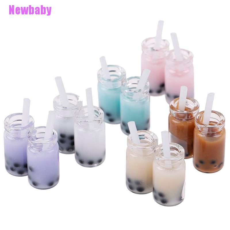 (Newbaby) 2pcs / Set Mainan Miniatur milk tea Untuk Aksesoris Rumah Boneka 1 / 12