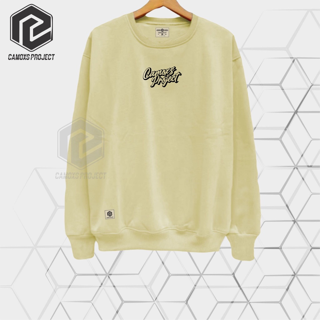 Crewneck Original Camoxs Project warna Cream Pria Wanita Unisex Premium Quality Distro Bandung Crewneck Sweater Katun Print
