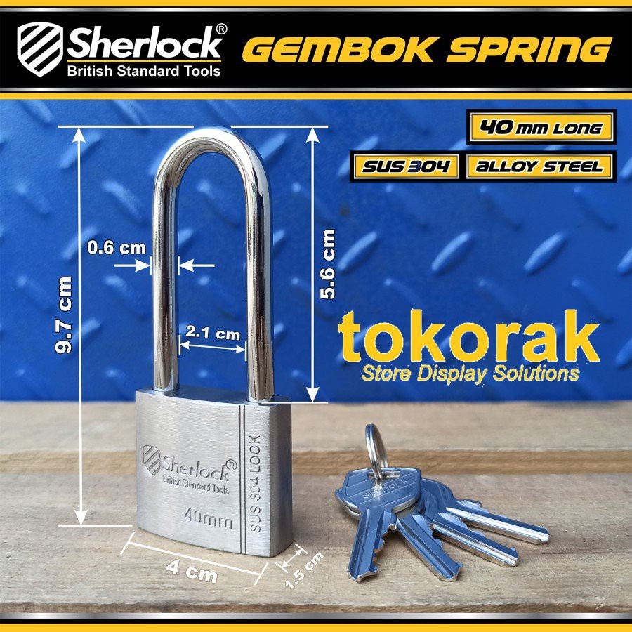 GEMBOK STAINLESS 304 SPRING - PER - 40 MM PJG SHERLOCK - ANTI KARAT