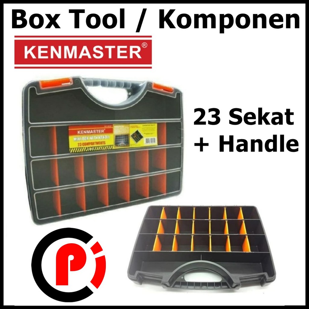 TOOLBOX KOPER KOMPONEN PLASTIK KENMASTER TOOL BOX HANDLE GAGANG 23 Slot Sekat