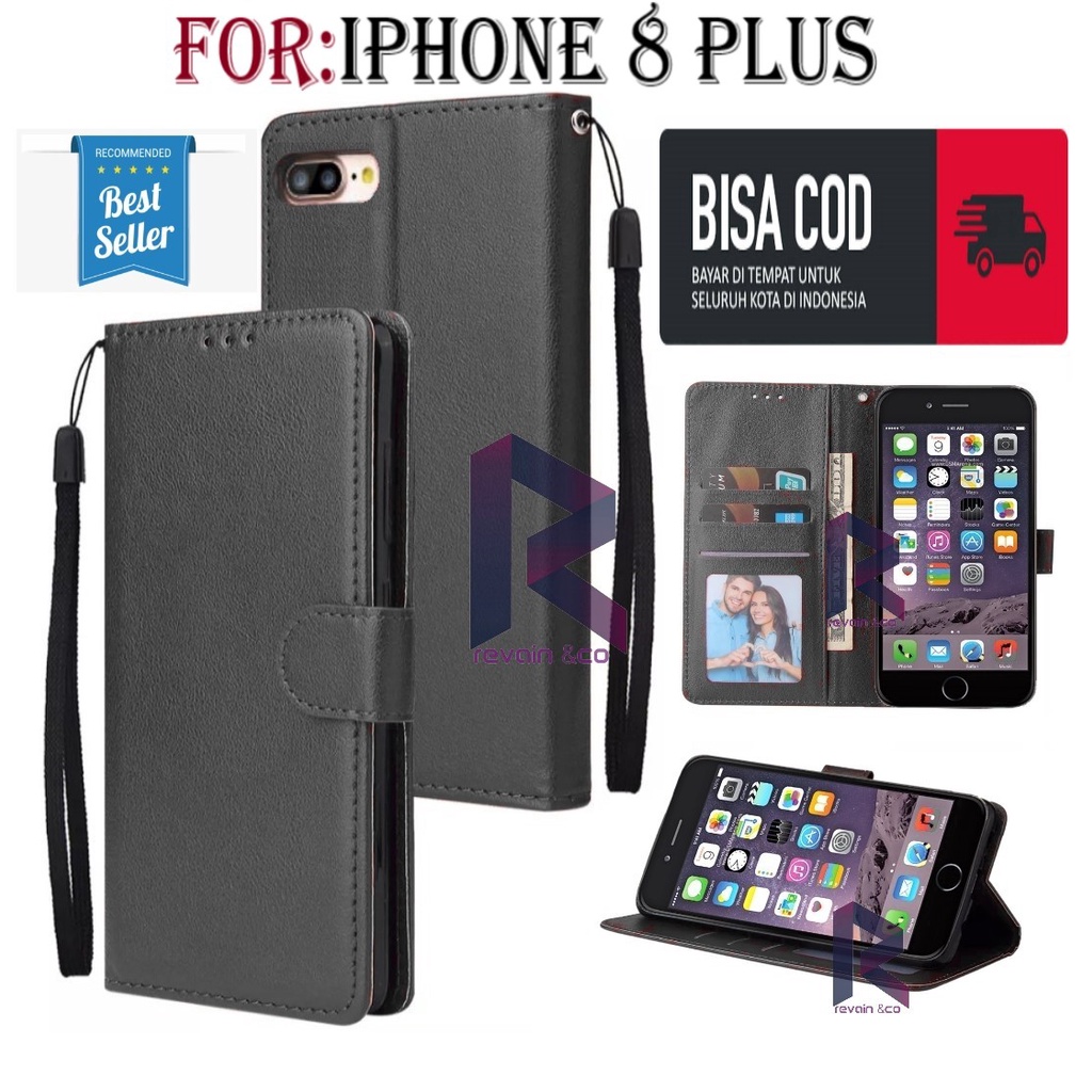 FLIP COVER IPHONE 8 PLUS CASING FLIP WALLET LEATHER KULIT PREMIUM SARUNG BUKA TUTUP FLIP CASE IPHONE 8 PLUS