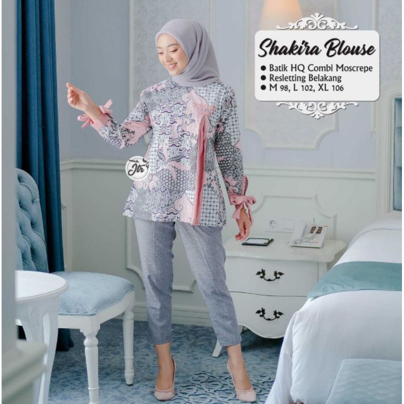 tey-17 Batik wanita ASJ SA HRB026 Kenongo Kemeja Tosca Pendek-shakira pink