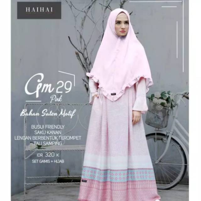 Gamis HaiHai set hijab GM 29. Ready hijau L