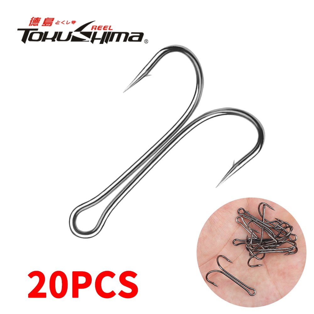 20pcs / Set Kail Pancing Ganda Bahan Carbon Steel Untuk Cacing Lembut 8 # - 4 / 0 #