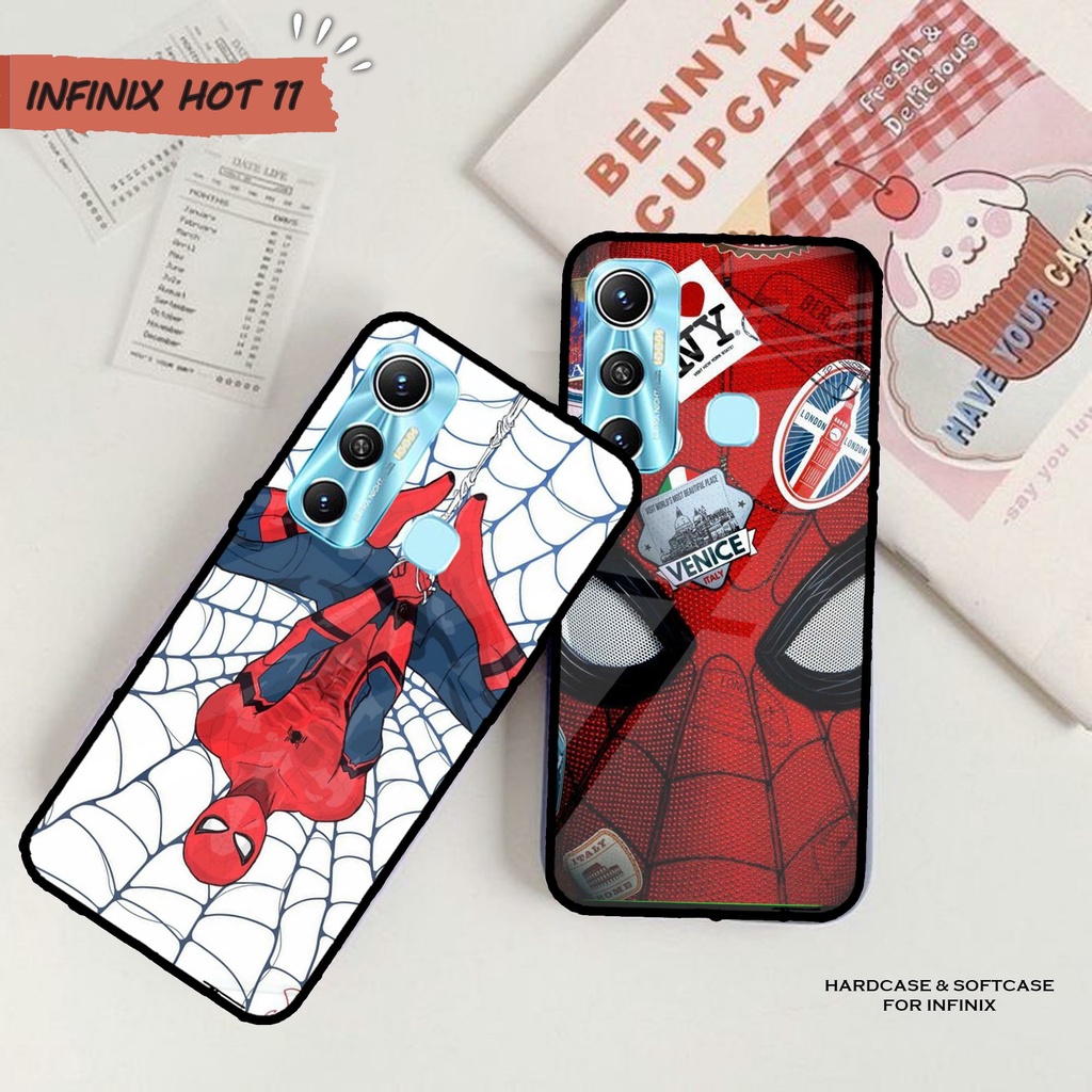 [M8] New Case Glossy INFINIX HOT 11 - Spider Man INFINIX HOT 11 - Kesing handphone - Case handphone -  INFINIX HOT 11 Case - Softcase Kaca INFINIX HOT 11 - casing handphone - INFINIX HOT 11 - pelindung handphone - INFINIX HOT 11