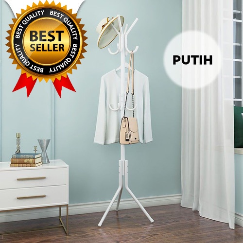 Stand Hanger Gantungan Baju Uk 175cm x 40cm Gantungan Tas dan Topi Coat Rack Bahan Pipa Baja Kuat &amp; Praktis