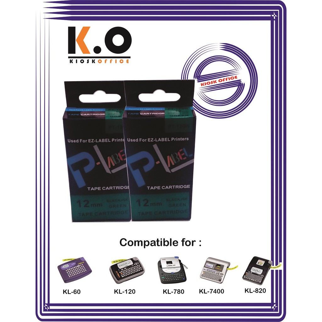 

Pita Label Tape Printer Casio 12mm Warna Hijau