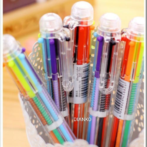 

Pulpen 6 Warna Transparan Pena / Ballpont Pen Six in One Color