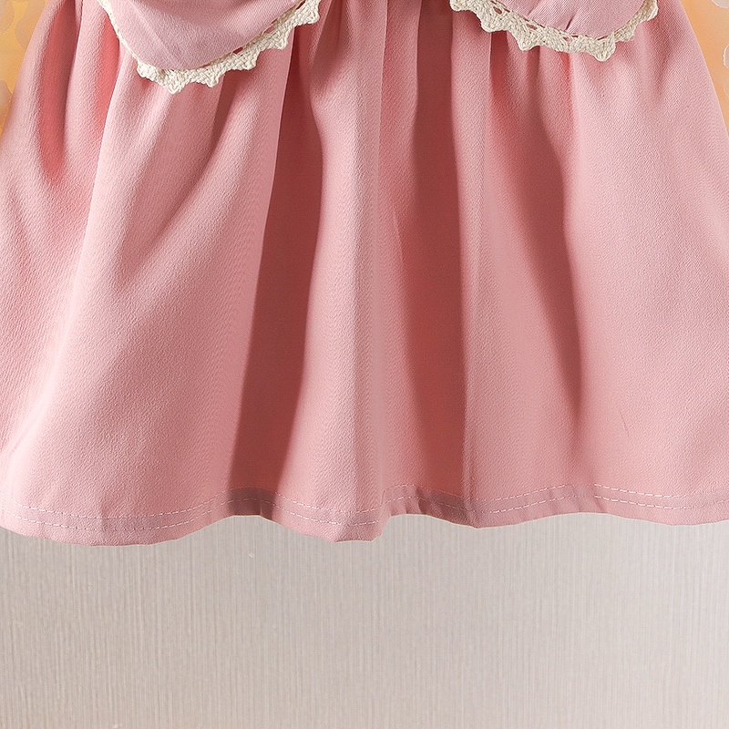 【Happy Baby】0-4Tahun QZ-84 Dress lucu rumbai lengan panjang tali depan