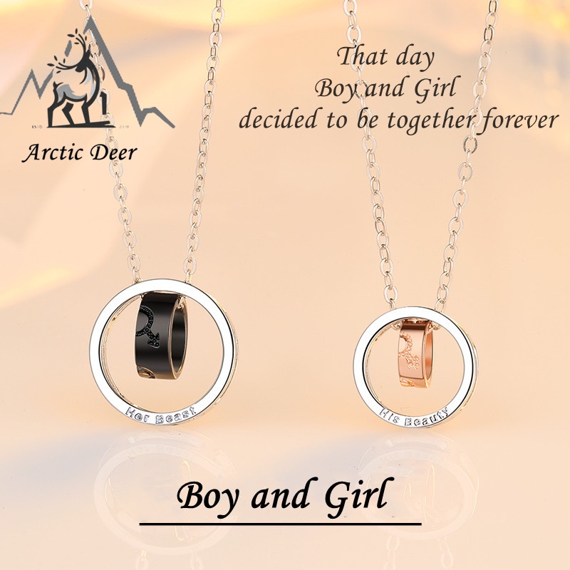 Kalung Couple Necklace Fashion Wanita Original Arctic Deer - Model Terbaru, Trendy dan Elegan，Cocok untuk Kencan Romantis