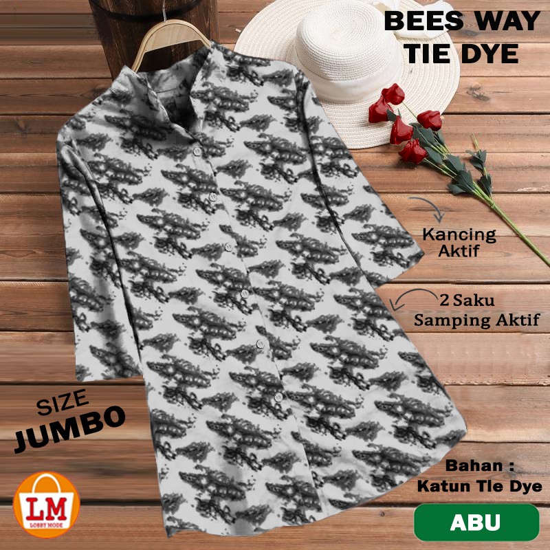 TERMURAH TERLARIS [ COD &amp; Gratis Ongkir ] Baju Atasan Blouse Wanita JUMBO TUNIK BEES WAY TIE DYE Katun Big Size Over Size TERBARU LMS 25647