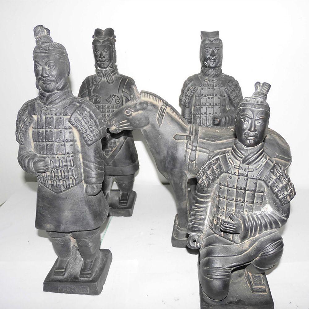 Nickolas1 Terracotta Warriors Qin Shi Huang Fitur Horses Ornamen Dekorasi Rumah China Imitasi Antik Gaya China Handmade Souvenir Terracotta Kerajinan Patung Tentara