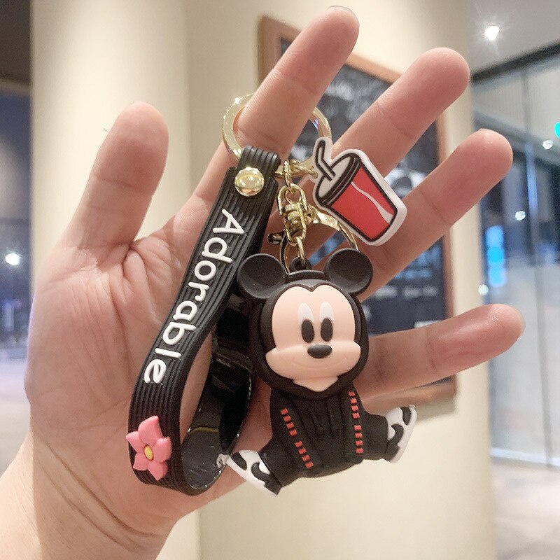 Mouse Piakchu Figure Doll Key Chain For Girls Bag Charms Car Pendant Keyrings Cartoon Stitch Mickey Minnie Keychains