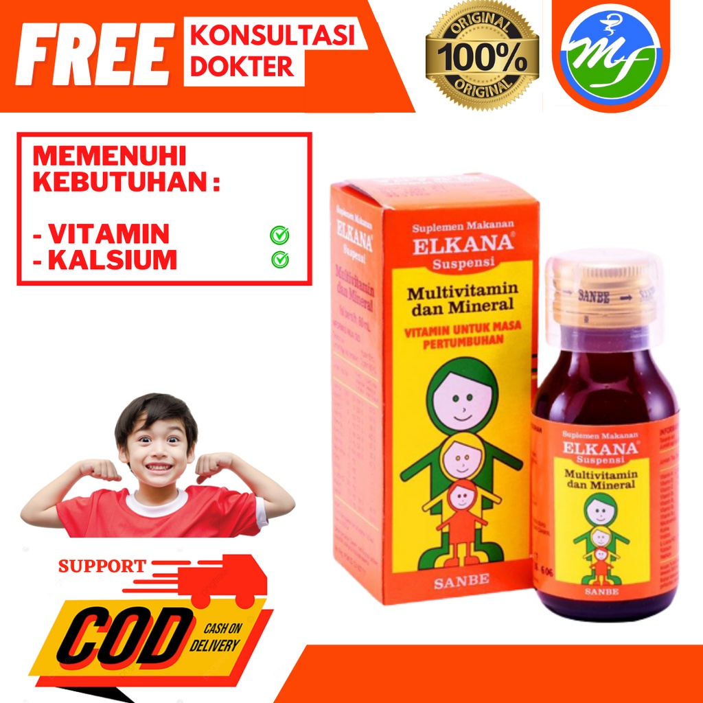 OBAT MULTIVITAMIN PENAMBAH KALSIUM ANAK ELKANA SIRUP 60 ML