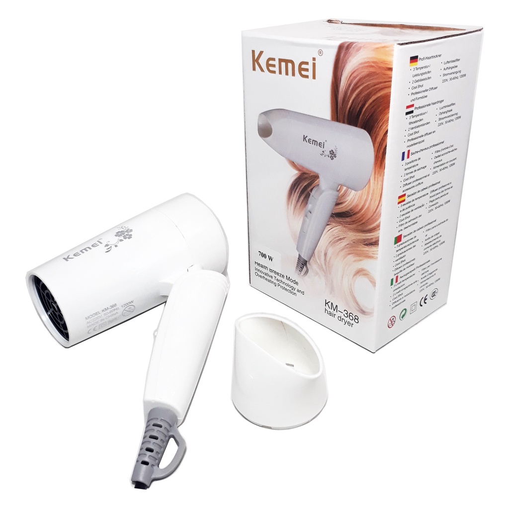 Kemei KM-368 Hair Dryer Mini Lipat Travel Pengering Rambut