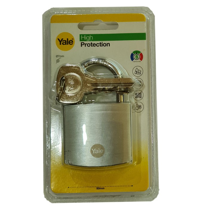 Yale Y120B-50-127-1 High Protection Padlock Solid Brass Silver Gembok 50mm