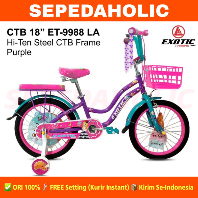 Sepeda Anak / Remaja Perempuan EXOTIC ET 9988 LA Ukuran 16 18 20 Inch Keranjang