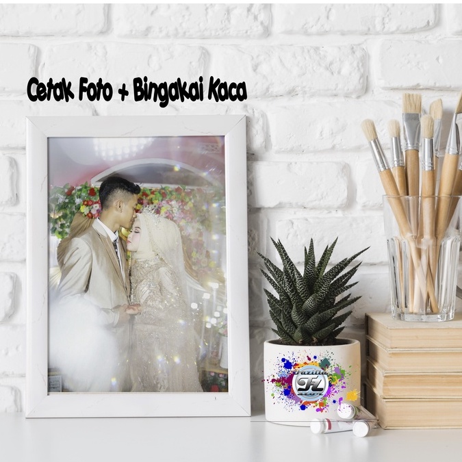 PAKET CETAK fOTO plus bingkai kaca frame minimalis ukuran 5R 10R 12R