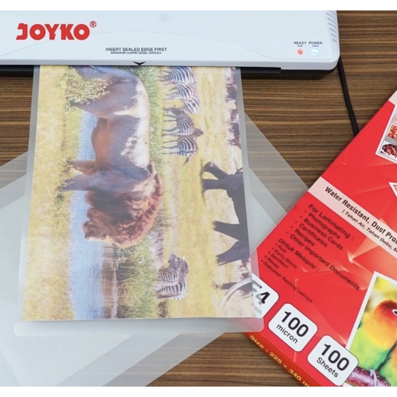( Pak 100 Lembar ) JOYKO PLASTIC LAMINATING FOLIO / F4 TEBAL 100 MICRON / PLASTIK LAMINATE LF100-2234