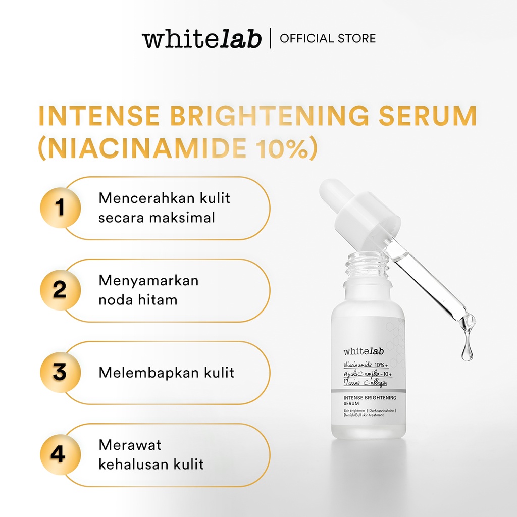 Whitelab Intense Brightening Serum Niacinamide 10% - Serum Pencerah Pemutih Wajah Intensif Dengan Niacinamide, Hyaluronic & Collagen [BPOM]-1