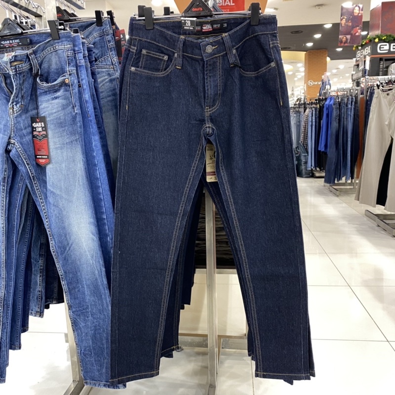 Gabrielle celana jeans skinny pria biru dongker 28-34
