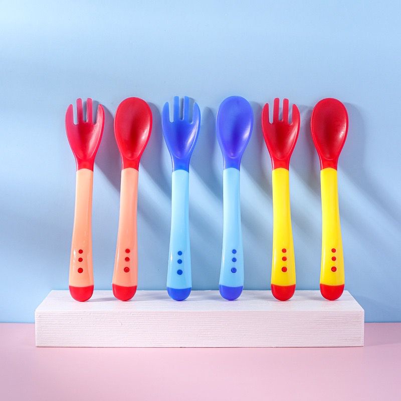 1234OS - Sendok Makan Bayi / Sendok Makan Bayi Sensor Panas / Spoon Fork Set Heat Sensing.