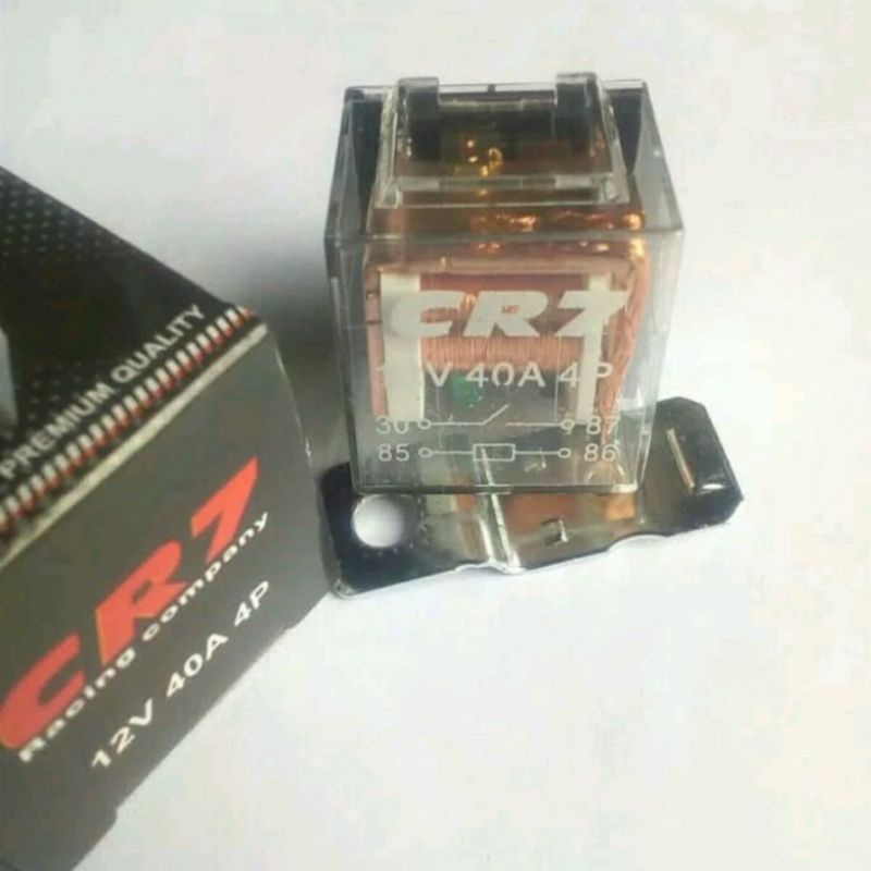 Relay 4 Kaki Lampu Klakson 12V 40A Merk CR7