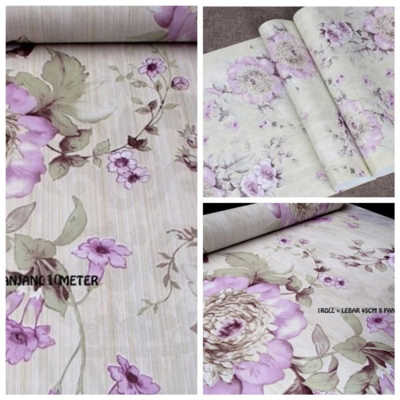 Wallpaper Sticker Dinding Bunga Ungu
