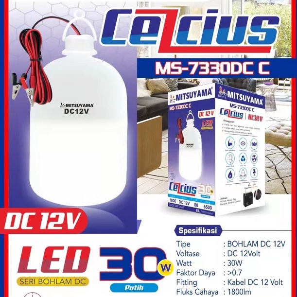 Bohlam Aki DC 12V LED 30 Watt Lampu Emergency Mitsuyama Celcius MS-7330DC Original