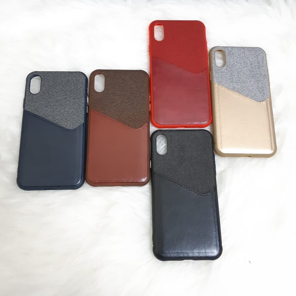 Iphone X Canvas back cover wallet leather premium case
