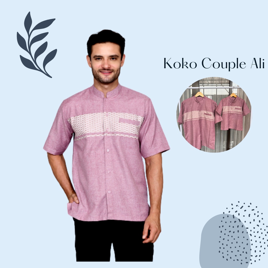 Koko Couple Ayah dan Anak warna Dusty Pink variasi motif songket