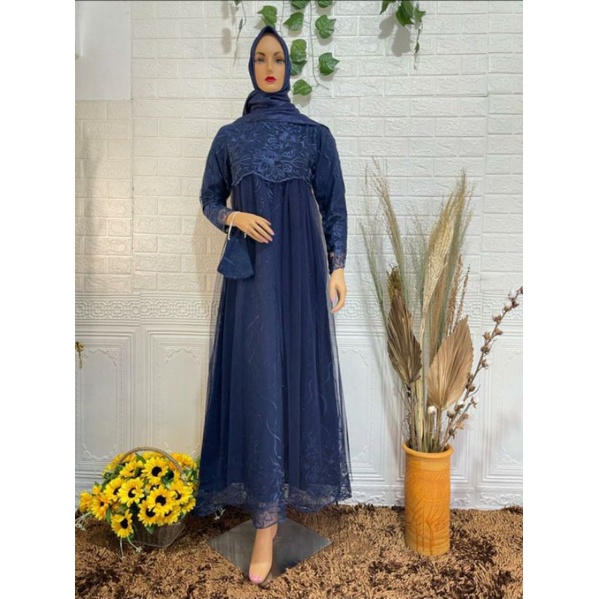 Gamis tille brukat jumbo maxi dress brukat muslim modern SIZE M L XL XXL