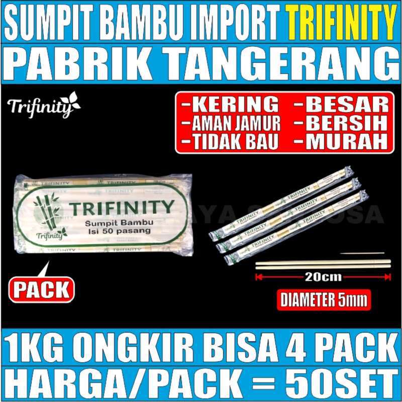 Sumpit Bambu Trifinity + Tusuk Gigi Higienis + Tusuk Sate Bambu Per Pack Var