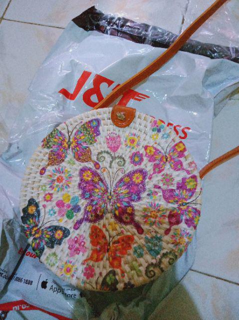 Tas Rotan Decoupage Motif Terbaru Tersedia Diameter 15cm, 18cm, 20cm