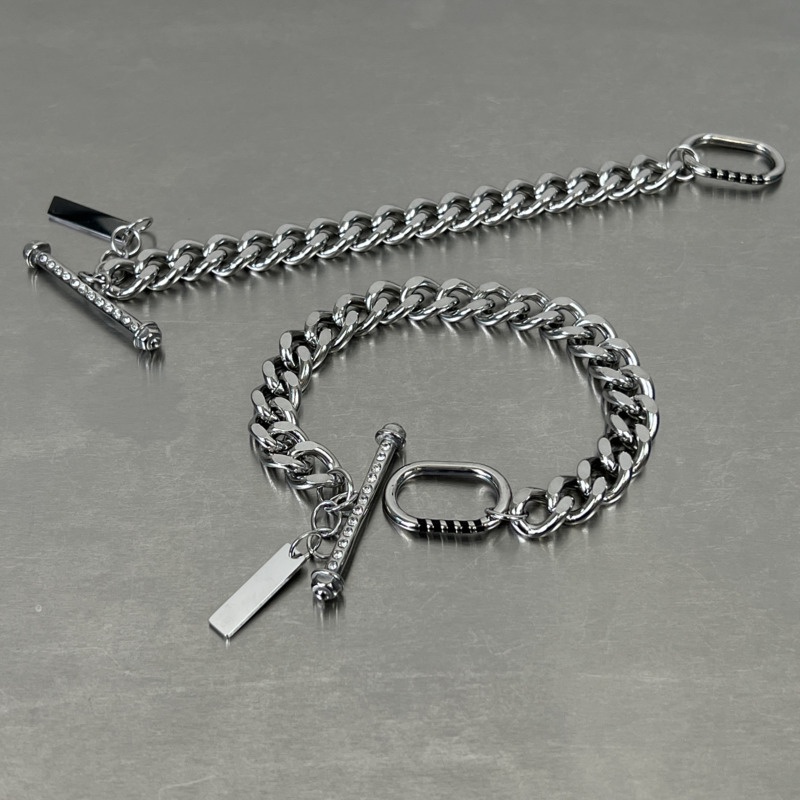 Gelang Tangan Rantai Aksen Berlian Imitasi Gaya Hip Hop Punk Untuk Wanita