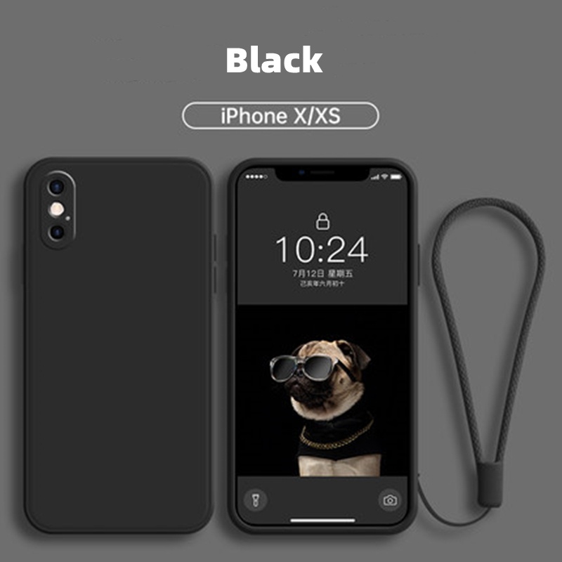 Soft Case Silikon Bentuk Kotak Dengan Lanyard Untuk Iphone 13 Mini 13 Pro 13 Pro MAX X XS MAX XR