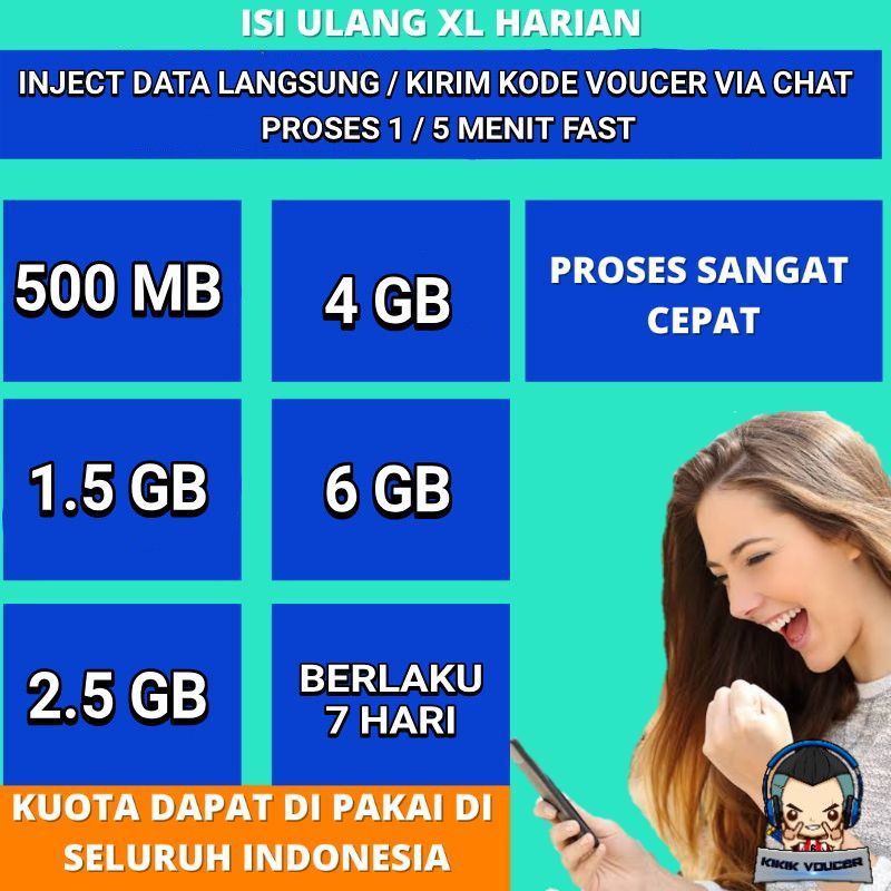 Isi Ulang Data Inject XL Mingguan /  Kode Voucer Via Chat